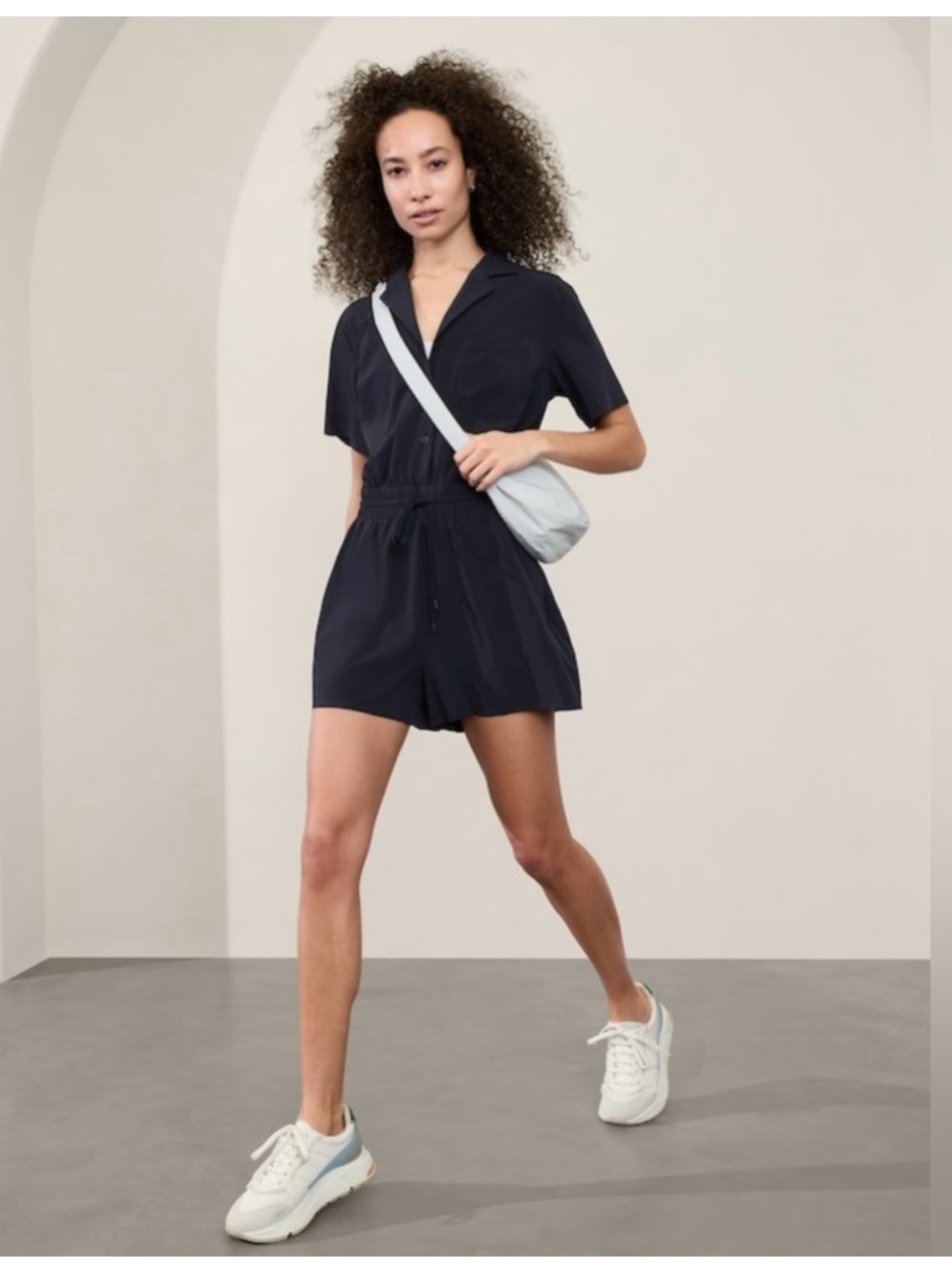 Athleta Avenue Romper Navy Blue Size L Tall NWT